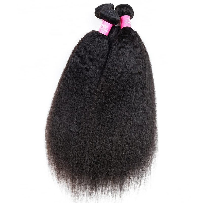Odir Kinky Straight Human Hair Bundles 18 Inch Unprocessed 9A Brazilian Yaki Straight Virgin Hair Weave 1 Bundle Kinky Straight Hair Extensions 100g/Bundle Natural Color - Image 4